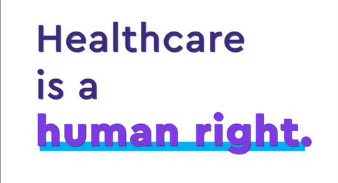Sign that says "healthcare is a human right"