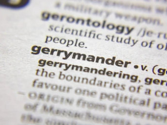 Dictionary page zoomed in on the word "gerrymander"
