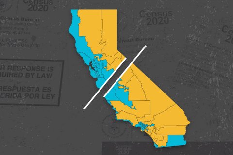 The state of California split in two
