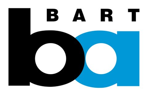 Logo for Bay Area Rapid Transit with the word "bart" and large lowercase letters "b" and "a"