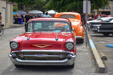 A classic red Chevrolet car