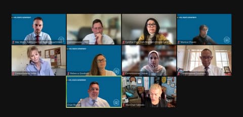 Ten people of different races in virtual meeting