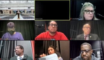 WCCUSD School Board Says It’s Received Threats, Racist Messages Screenshot of seven people in meeting with each person shown in separate box