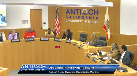 antioch police oversight commission meeting. the members pictured are three black women, a black man and an older white woman
